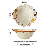 Kem Dâu Tây Bát Sứ Hoạt Hình Dễ Thương Món Ăn Pasta Dụng Cụ Ăn Tại Nhà Thiết Kế Giảm Đĩa Súp Mặt Bát