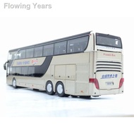 ∋[Local Seller] ✔∈Alloy Decker  1:32 Pull Back Bus Model High Simitation Double Sightseeing Flash Toy Vehicle Kids Toys