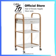 LEX82DSG - 3 Tier Beauty Salon Trolley with Drawer White Oak