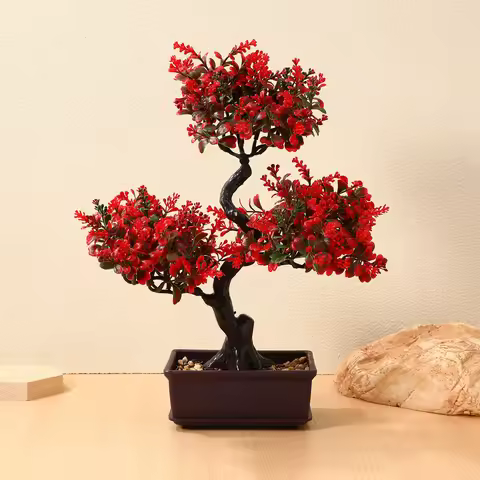Realistic Artificial Bonsai Tree Plastic Potted Plants Desk Office Artificial Plants Bonsai Tree Ind