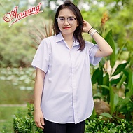 Áo sơ mi nữ trắng form rộng tay ngắn, đồng phục học sinh, đồng phục công sở,size từ 30-65kg,chất liệ