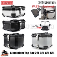 Aluminium Top Box ( Black/Silver ) 28L 35L 45L 55L Complete Base Plate READY STOCK