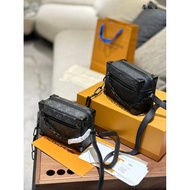 1: 1 Original Label Real Shot, Embossed Cowhide Soft Box Bag Black Samurai Box Bag Soft Box Bag Blac