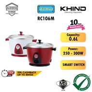 Khind Anshin Rice Cooker - Random Color 0.6L Buffalo Stainless Steel Inner Pot RC106M