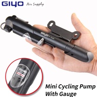 GIYO ปั๊มมือขนาดเล็ก Schrader Presta จักรยานบนถนน MTB ปั๊ม Gauge ขี่จักรยานเครื่องสูบลมปั๊มลมยางรถยน