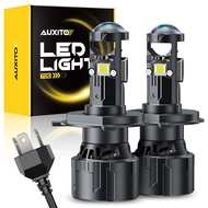 AUXITO 2Pcs 100W 20000LM H4 LED Projector Lens Canbus All Weather Adjustable 9003 LED Headlight Whit