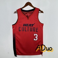 2025 Miami Heat T-shirt # 3 Dwyane Wade NBA Red City Edition Men's Basketball Hot Pressed Jersey