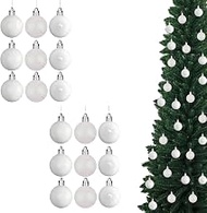 Christmas Baubles Shatterproof White 50mm Pack of 18 Christmas Tree Baubles Bauble Ornaments Balls C
