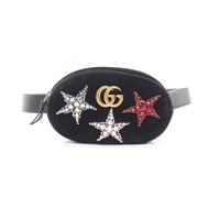 【二手】Gucci GUCCI 腰包 GG Marmont 水鑽星 476434 黑色織物 GG Marmont 水晶星星腰包 女士