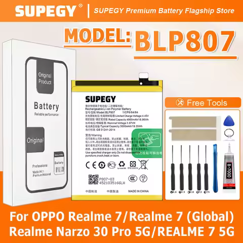 2026 Years SUPEGY 100% New BLP807 Battery For OPPO Realme 7/Realme Narzo 30 Pro 5G/REALME 7 5G Batte