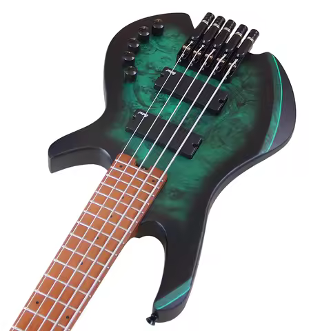 Headless Electric Bass Guitar Tree Burl Top 5 Strings Basswood Body 39 Inch Headless Guitarra Matte 