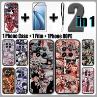 2 IN 1 For Realme 12 Pro/12 Pro Plus Case with Tempered Glass Ceramic Screen Protector Anime