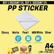 A4 PP/PET Vinyl Waterproof Sticker Polypropylene Synthetic Inkjet Laser