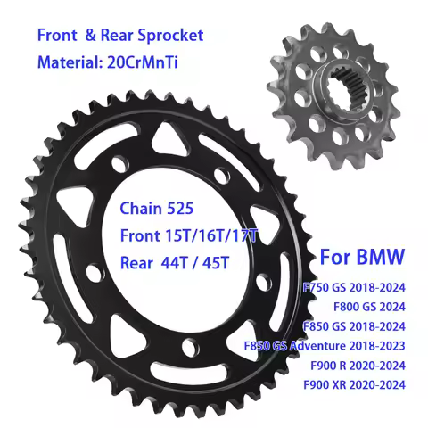 525 Chain 15T/16T/17T Front 44T/45T Rear Sprocket For BMW F750 GS 2018-2024 F800 F850 GS Adventure 2