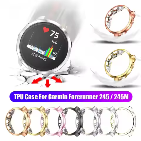 New Shell Sports for Garmin Forerunner 245 / 245M TPU Watch Case Protective Cover Screen Protectors