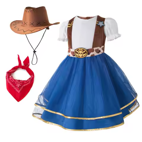 Kids Western Rodeo Cowgirl Fancy Dress Up Woody Cowboy Dress Child Cosplay Little Girls Jessie Hallo