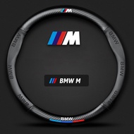 GTIOATO Car BMW M Carbon Fiber Leather Steering Wheel Cover Suitable For 38CM Anti-Slip Steering Whe
