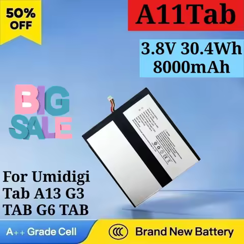 New A11Tab 3.8V 30.4Wh 8000mAh Li-ion Rechargeable Battery for Umidigi Tab A13 G3 TAB G6 TAB Active 