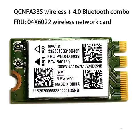 QCNFA335 Wireless Network Card, NGFF M2 Interface 4.0 Bluetooth Wireless Network Card Support System