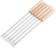 ICYSTOR 6PCS/Set Stainless Steel Chocolate Fork Hot Pot Forks Cheese Fruit Dessert Fork Fondue Melting Skewer Kitchen Accessories Tools