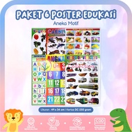 Pack Of 6-children's Educational Posters Learning Numbers, Fruits, ABC Letters, Vegetables, Vehicles