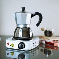Aicoffee สีเงิน ชุด มอคค่าพอท ฐานสแตนเลส + เตาไฟฟ้า 500w  สำหรับกาแฟสดที่อร่อยที่สุด