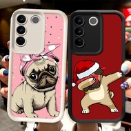 R58 Pug Dogs Casing for VIVO V29E Y81 Y81s V29 Pro Y100 Black and White