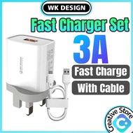 Fast Charger Set 3A Fast Charge Charger Adapter WK Design Chargers Phone Charger Kepala Charger