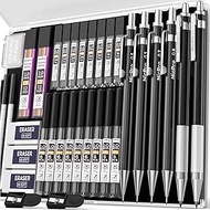 Nicpro 34-Piece Mechanical Pencil Set, Metal Black Mechanical Pencil Set, 0.3, 0.5, 0.7, 0.9 mm and