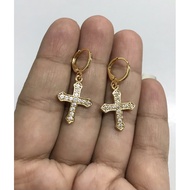 23K Titanium Gold Big Cross Earrings