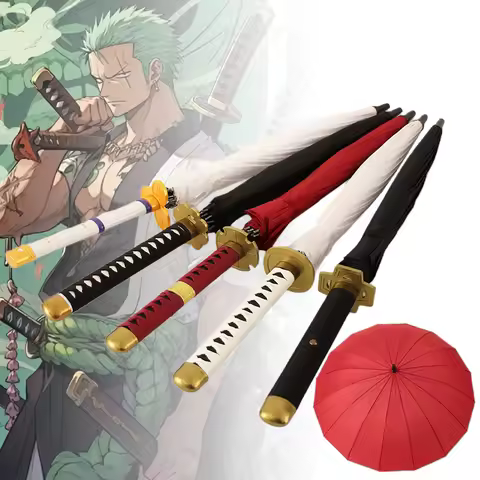 Lone Zoro Katana Umbrella Sword Rain Black Parasol Roronoa Zoro Anime Cosplay Prop Real Japanese Kat