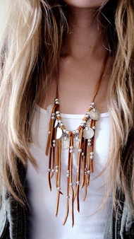 Leather Fringe Statement Necklace Coin Charms Jewelry Afghan Kuchi Tribal Boho Native Necklace