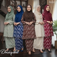 KURUNG PAHANG SULAM DNAQIBA COTTON DMIMI BROWN, DARK BLUE, brown, sage green, cream