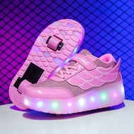 เรืองแสง LED Light up Roller Skates รองเท้าเด็กนักเรียน Roller Blades ล้อคู่รองเท้าสเก็ตบอร์ด