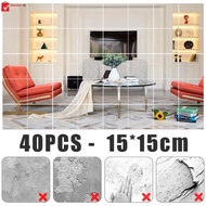 40Pcs Flexible Mirror Wall Sticker Self Adhesive Mirror Tiles Removable Square 5.9'' Mirror Wall Decal SHOPSKC9587