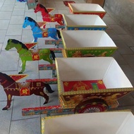 White Cardboard Mara Cart Five-Color Pony Five-Color Cart Cart Horse One Whole Set Sacrificial Up Gr
