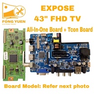 43" FHD TV EXPOSE (VERSION-2 Green TCON) ALL-IN-ONE BOARD + TCON BOARD [2 IN 1 SET] 43" FHD TV EXPOS