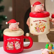 lulu豬 豬仔 350ml 陶瓷杯 連杯蓋 罐頭豬 陶瓷杯 小豬 水樽 水杯 水壺 花茶杯 piglet 公仔 家居 日用品 生日禮物 送禮 聖誕節 Christmas