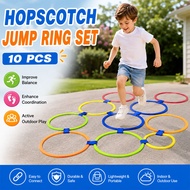 10PCS Hopscotch Jump Ring Set Outdoor Toy Jumping Hoops for Training Basketball Ring for Kids