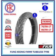 TAYAR FUNG KEONG (BY FKR)  TUBELESS TYRE FK999 (BUNGA TAJAM) 70/90-17, 80/90-17 [ TAYAR 2025 ] MADE 
