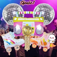 TOPABC 4/6pcs 4D Disco Air Ball, 4D Radio Roller Skate Balloon Set, Inflatable Disco Ball Foil Ballo