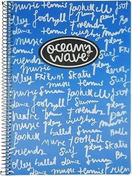 Ocean's Wave - Pack of 4 Exercise Books A4 Hard Cover Sheet Size 80 Sheets 90g A4 Notebook with 4x4 