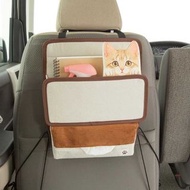 日本BONFORM 汽車用 貓仔 家貓 小貓 多功能多用途碳纖紋椅背收納袋紙巾袋雜物袋