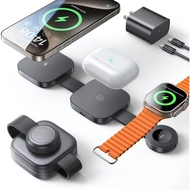 LISEN แท่นชาร์จแบตเตอรี่แบบไร้สายชาร์จ3 In 1 Magsafe แบบไร้สายพับได้ที่ชาร์จสำหรับไอโฟน15 14 13 12 P