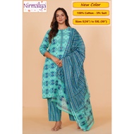 S-5XL - [New Designs] Readymade Cotton Punjabi Suit - Nirmalya Hand Printed 3Pc Set