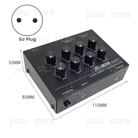 Preamp EQ207 7 Band Equalizers Sound Modifiers DC12V Power Input Audio Mixer EU Plug