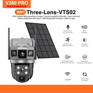 V380 Pro Three Screen CCTV Solar Outdoor Wireless Camera IP66 Waterproof 4G SIM Card Built-in Batter