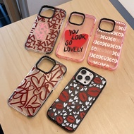 CAPASHIP Vivid Doodle Love Heart Pink Red Kiss Lip Prints Soft Case Cover Casing Compatible for iPho