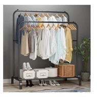 DOUBLE DIY Clothes Hanging Rack Heavy Duty Rack Cloth Shoe Closet Organizer Drying Shelf Rak Baju DI