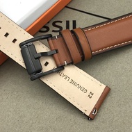 Brown Fossil Leather Watchband 22mm Suitable for FS5151FS5268CH3039 Middle Thickness Matte Finish Pl